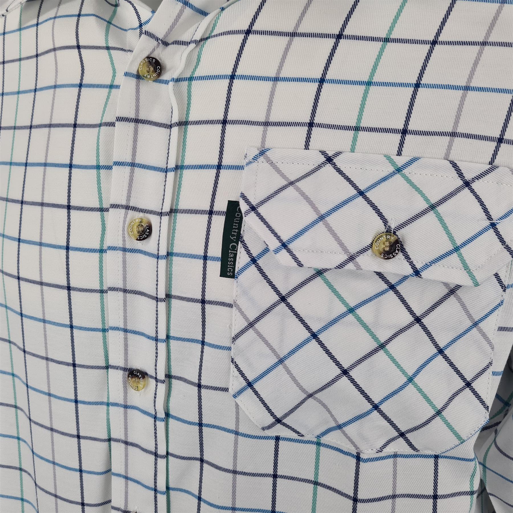 Country Classics Mens Long Sleeve Country Check Shirt - Blenheim Teal - Image 4