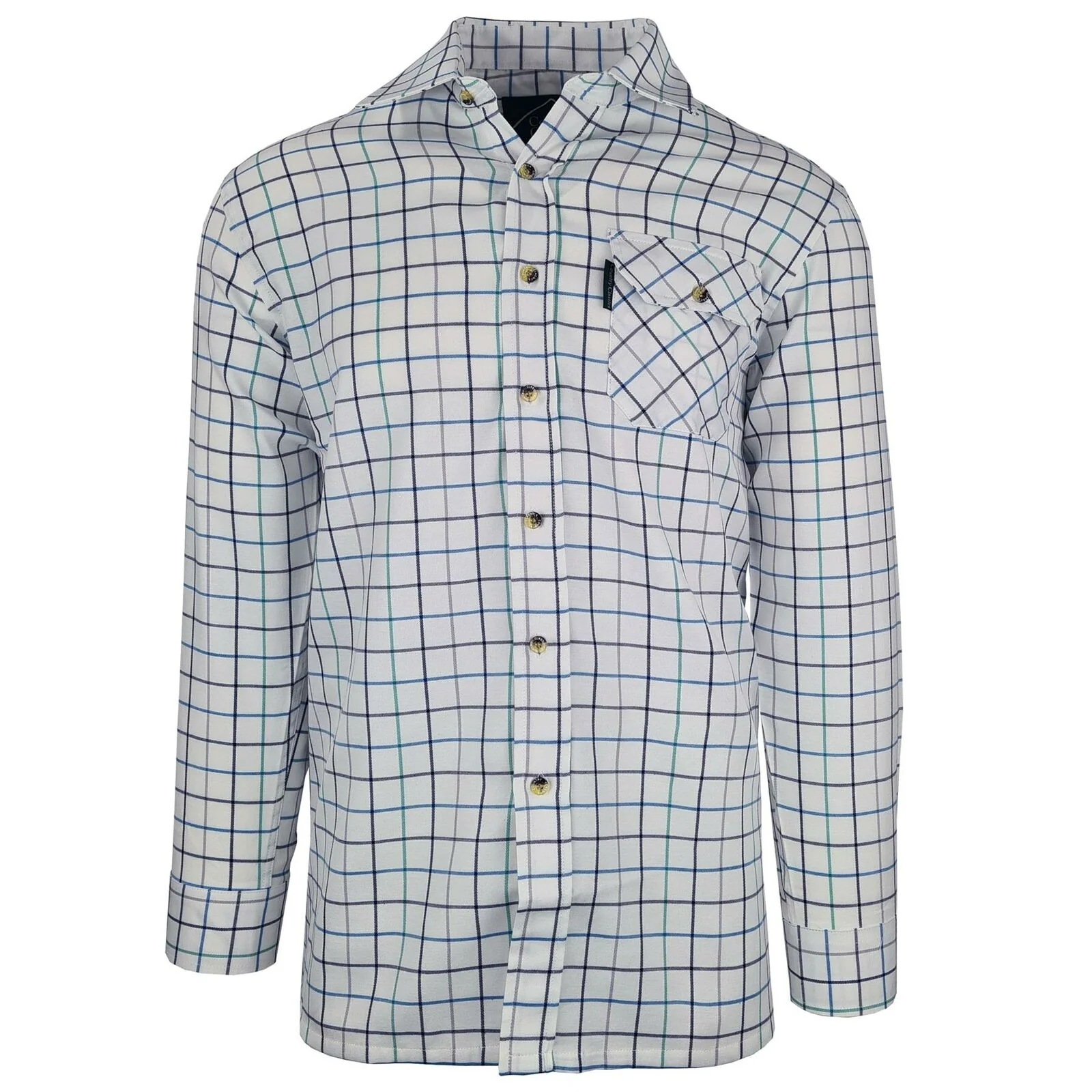 Country Classics Mens Long Sleeve Country Check Shirt - Blenheim Teal - Image 5