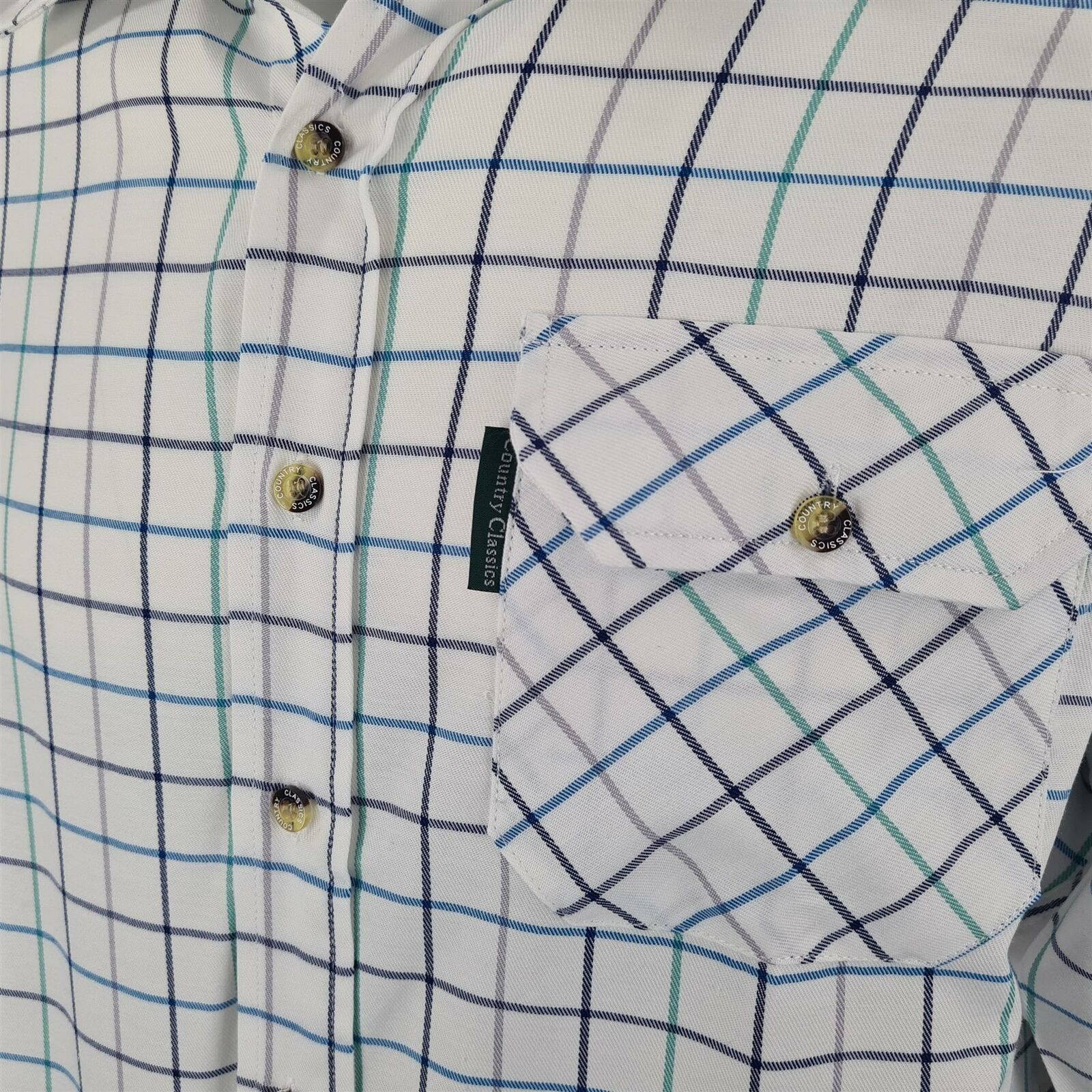 Country Classics Mens Long Sleeve Country Check Shirt - Blenheim Teal - Image 6