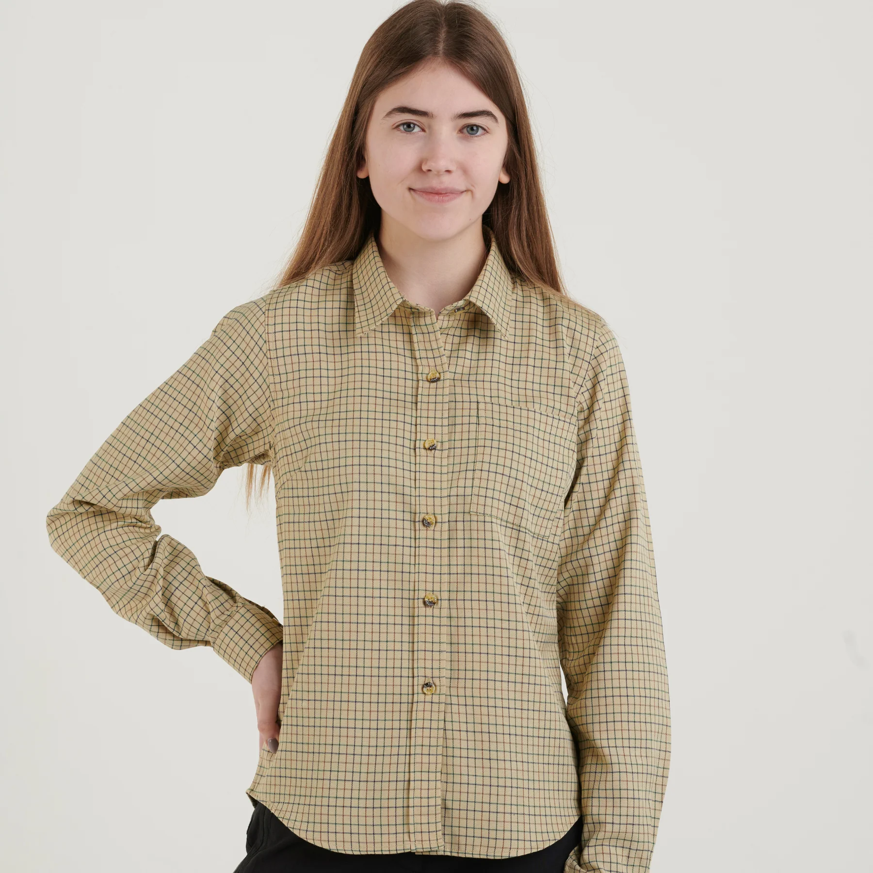 Country Classics Womens Check Long Sleeve Shirts - Cartmel Beige - Image 2