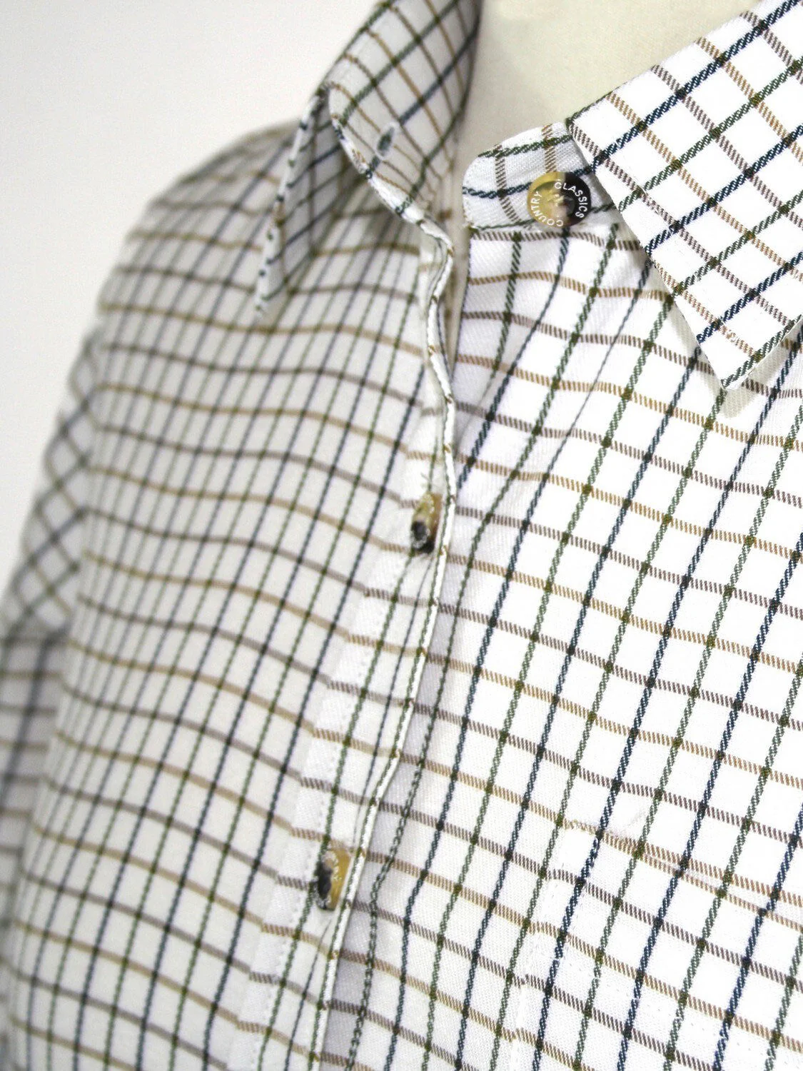 Country Classics Womens Check Long Sleeve Shirts - Tattersall Green - Image 3