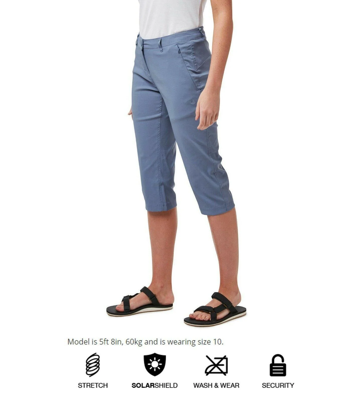 Craghoppers Womens Kiwi Pro Full Stretch 3/4 Crops Capri Light Summer Trousers - Image 4