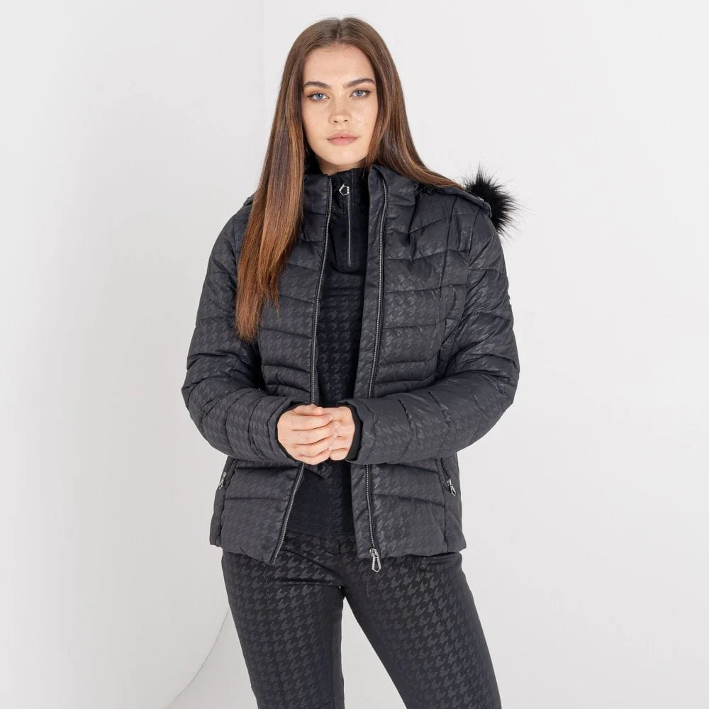 DARE2B Womens Glamorize II Ski Jacket: Black Dogtooth Print - Image 4