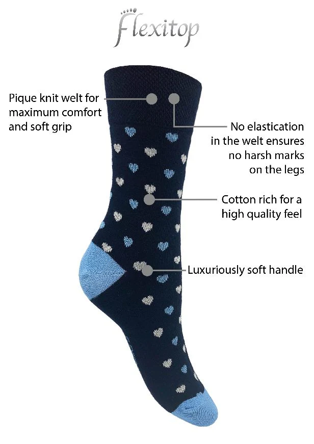 Flexitop Socks 3 Pack Bamboo Socks - Blue Stripes and Grey - Image 2