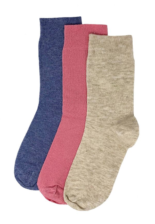 Flexitop Socks 3 Pack Bamboo Socks - Plain Blue Pink and Beige - Image 2