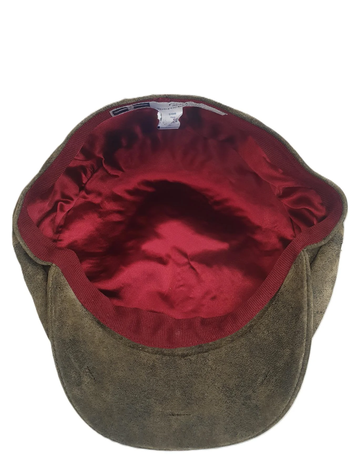 Genuine Eureka Stockade Men's 8-Piece Distressed Leather Newsboy Cap - Olive - Image 3