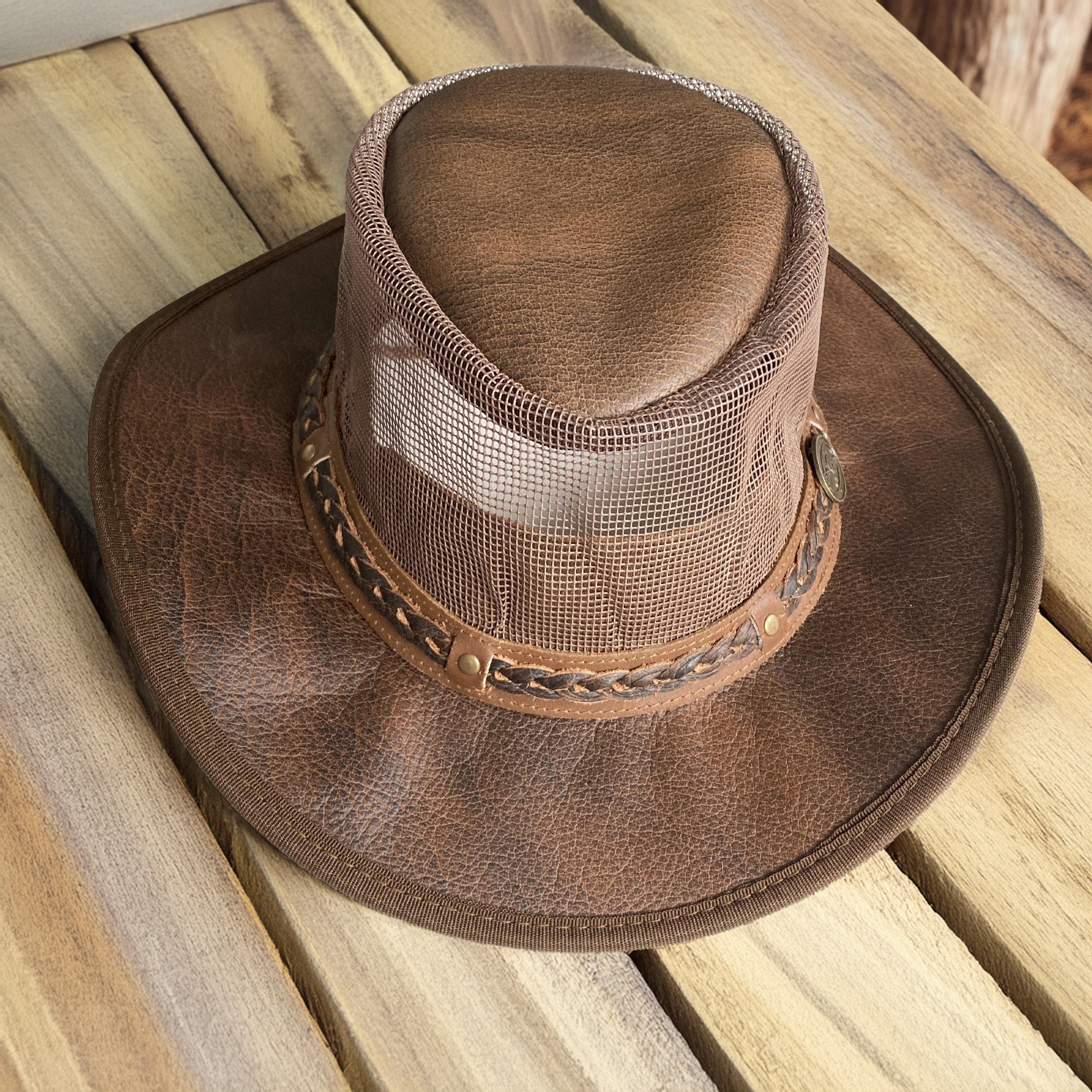 Hazy Blue Crushable Australian Cowboy Hat with Mesh - Cairn