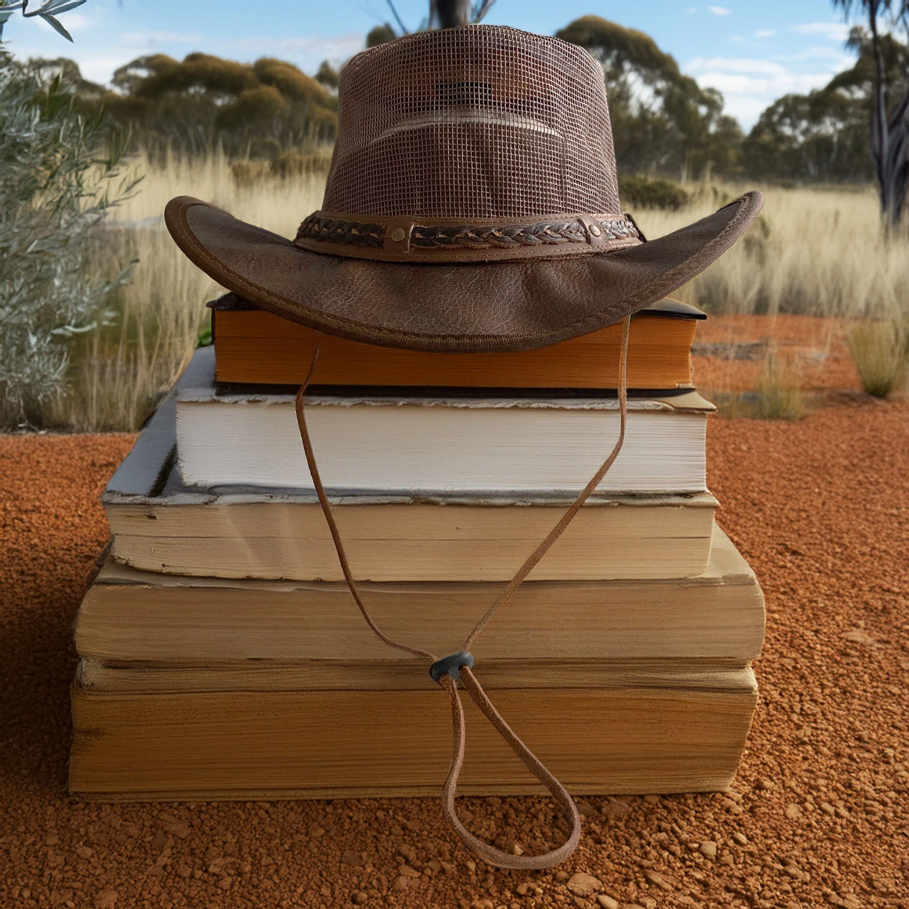 Hazy Blue Crushable Australian Cowboy Hat with Mesh - Cairn - Image 2