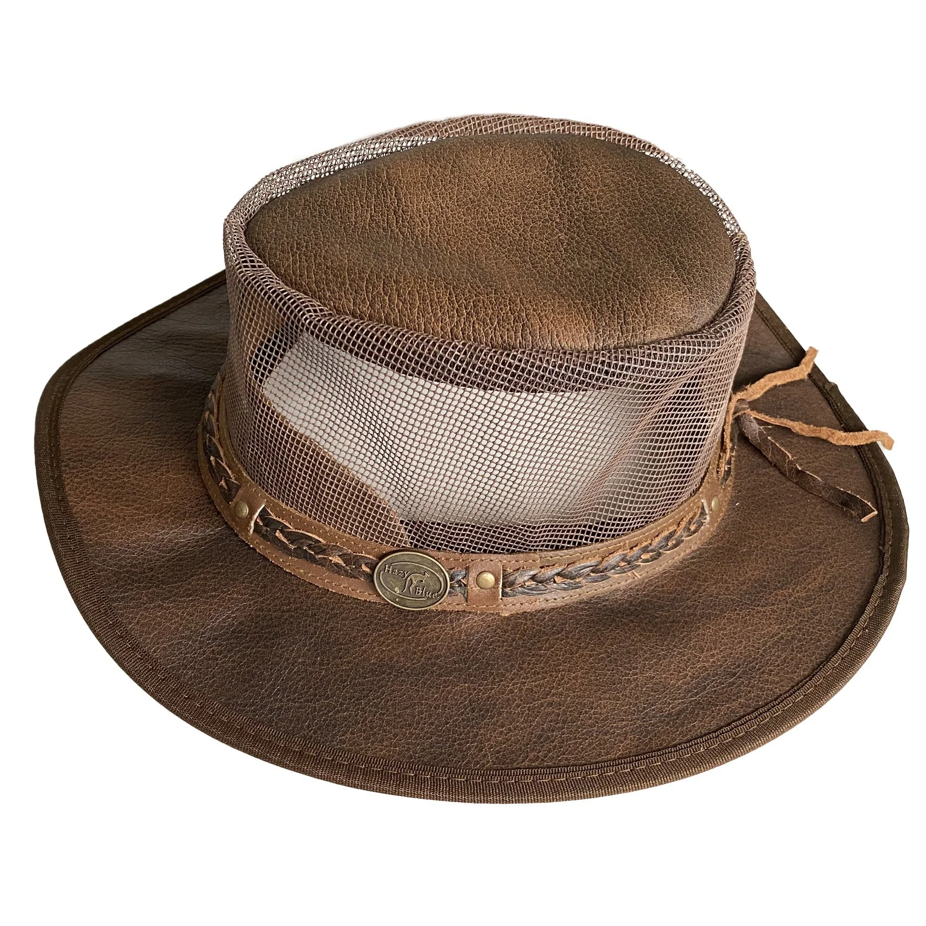 Hazy Blue Crushable Australian Cowboy Hat with Mesh - Cairn - Image 4