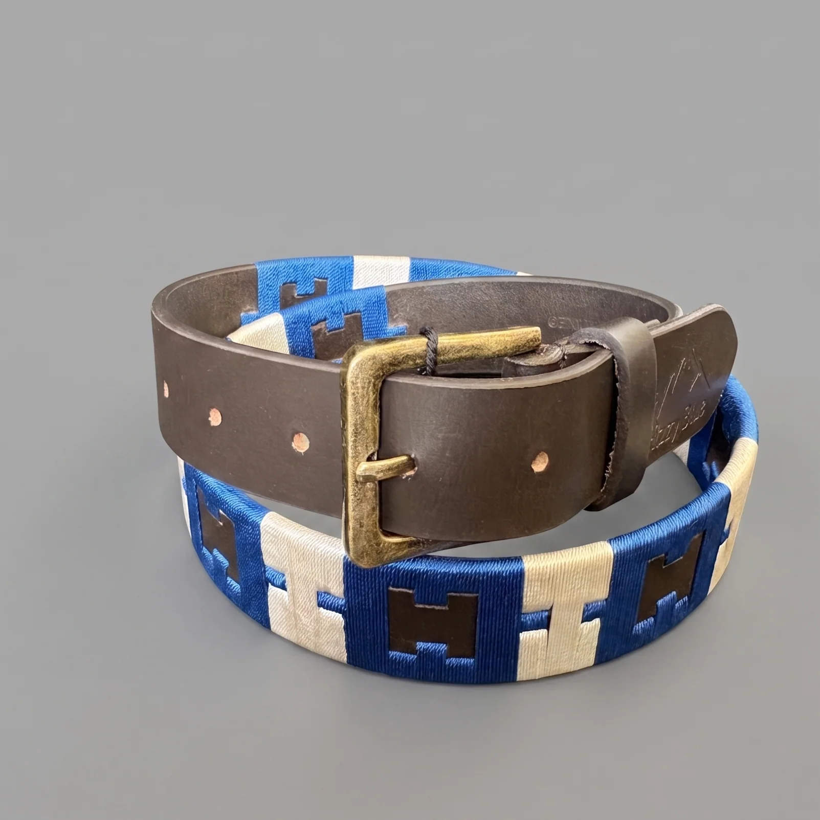 Hazy Blue Brown Leather Polo Belts: Equestrian Style & Everyday Elegance - Mason - Image 3
