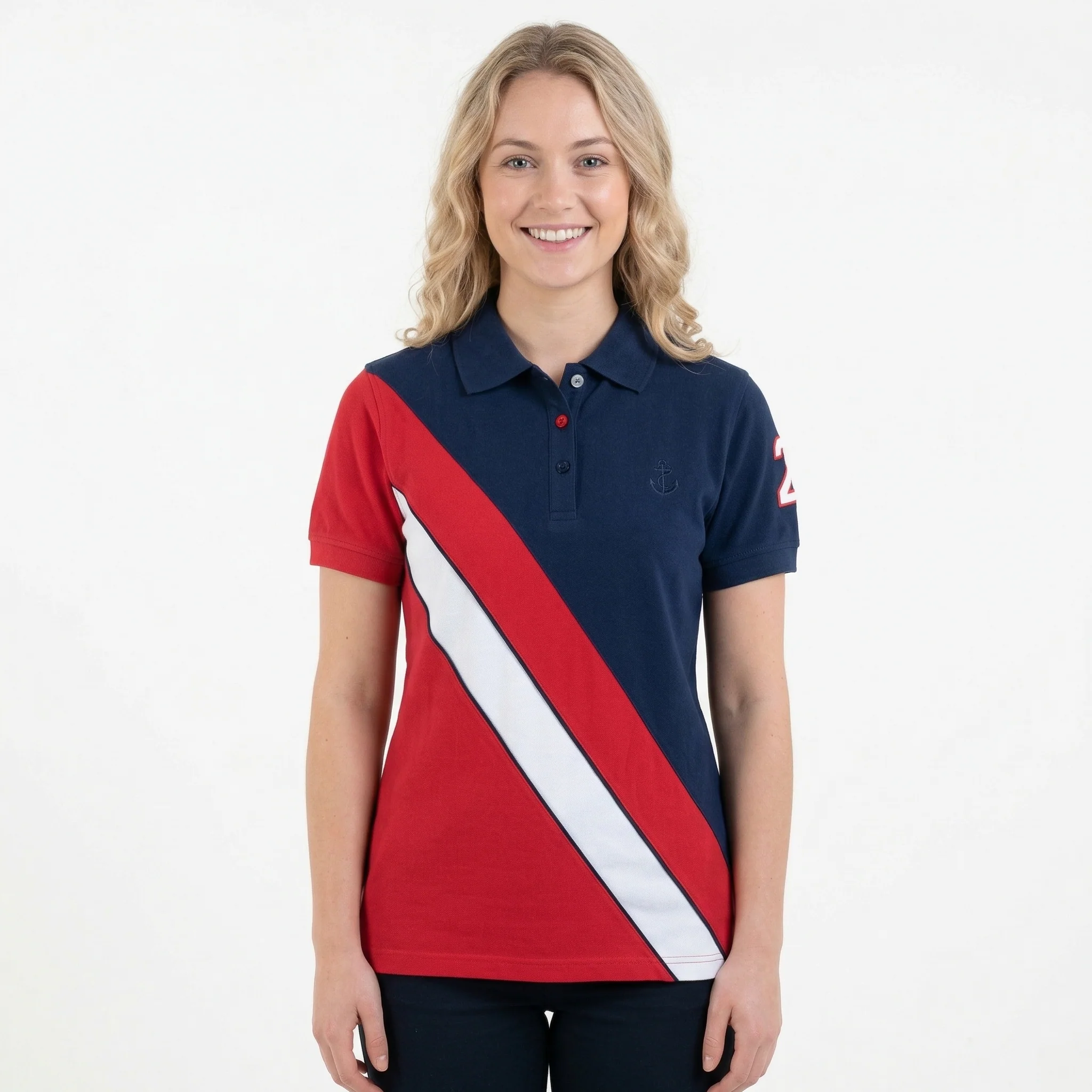 Hazy Blue Womens Short Sleeve Polo Shirt - Chloe II