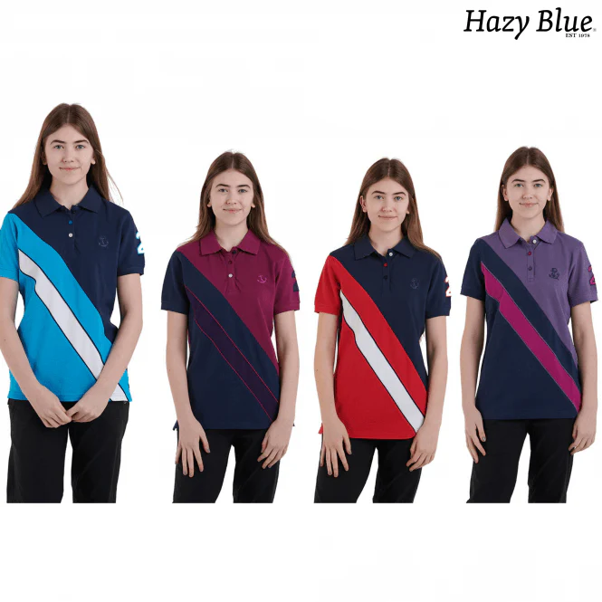 Hazy Blue Womens Short Sleeve Polo Shirt - Chloe II - Image 14
