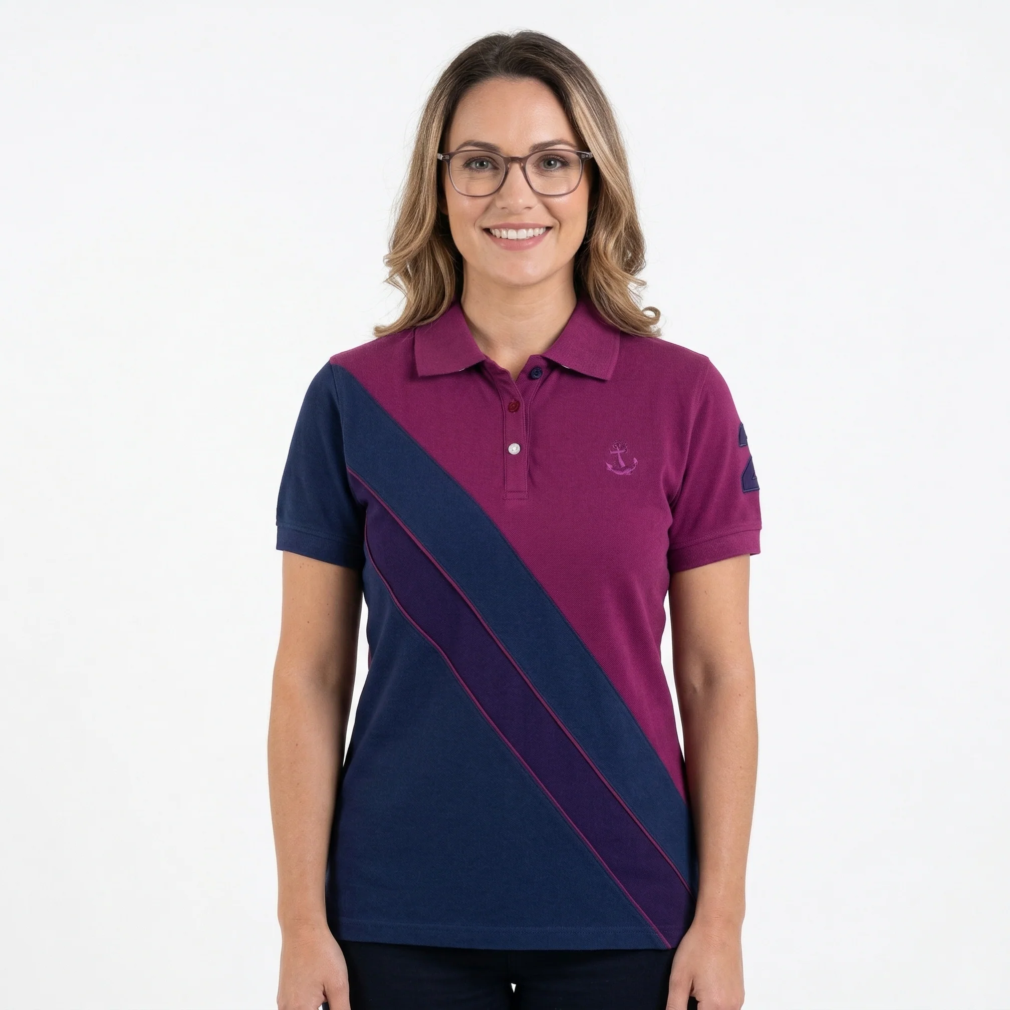Hazy Blue Womens Short Sleeve Polo Shirt - Chloe II - Image 3