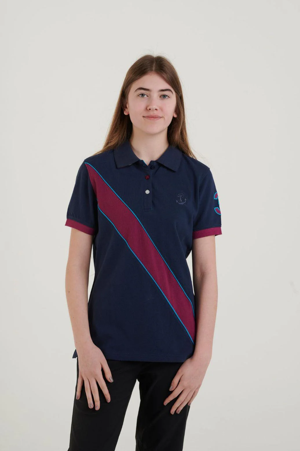 Hazy Blue Womens Short Sleeve Polo Shirt - Carly II - Image 3