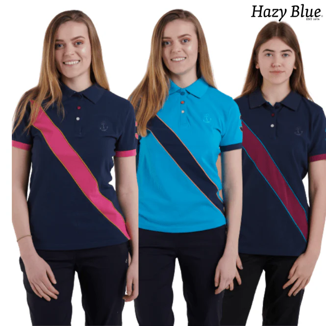 Hazy Blue Womens Short Sleeve Polo Shirt - Carly II - Image 9