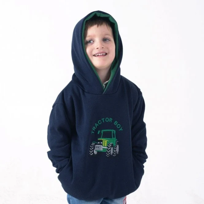 Hazy Blue Childrens Tractor Boy Hoodies - Image 3