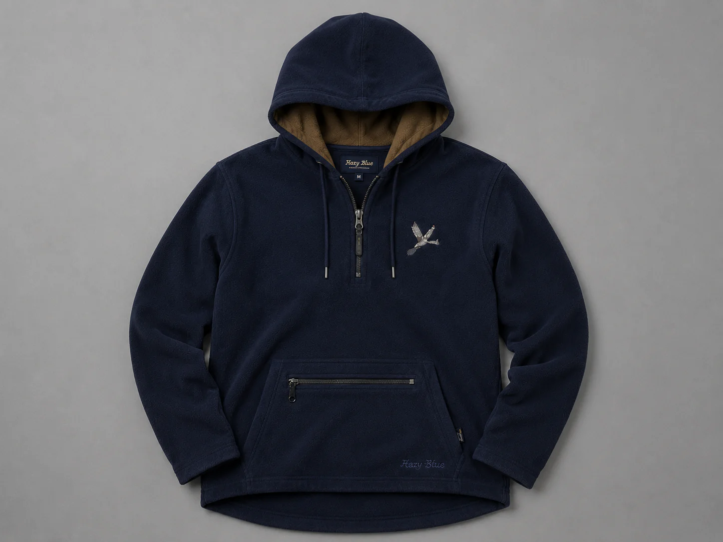Hazy Blue Dominik Men's Quarter-Zip Premium Fleece Hoodie - Image 7