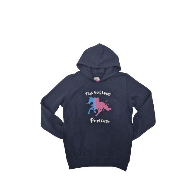 Hazy Blue Kids Pullover Pony Hoodie - Pony - Emma - Image 2