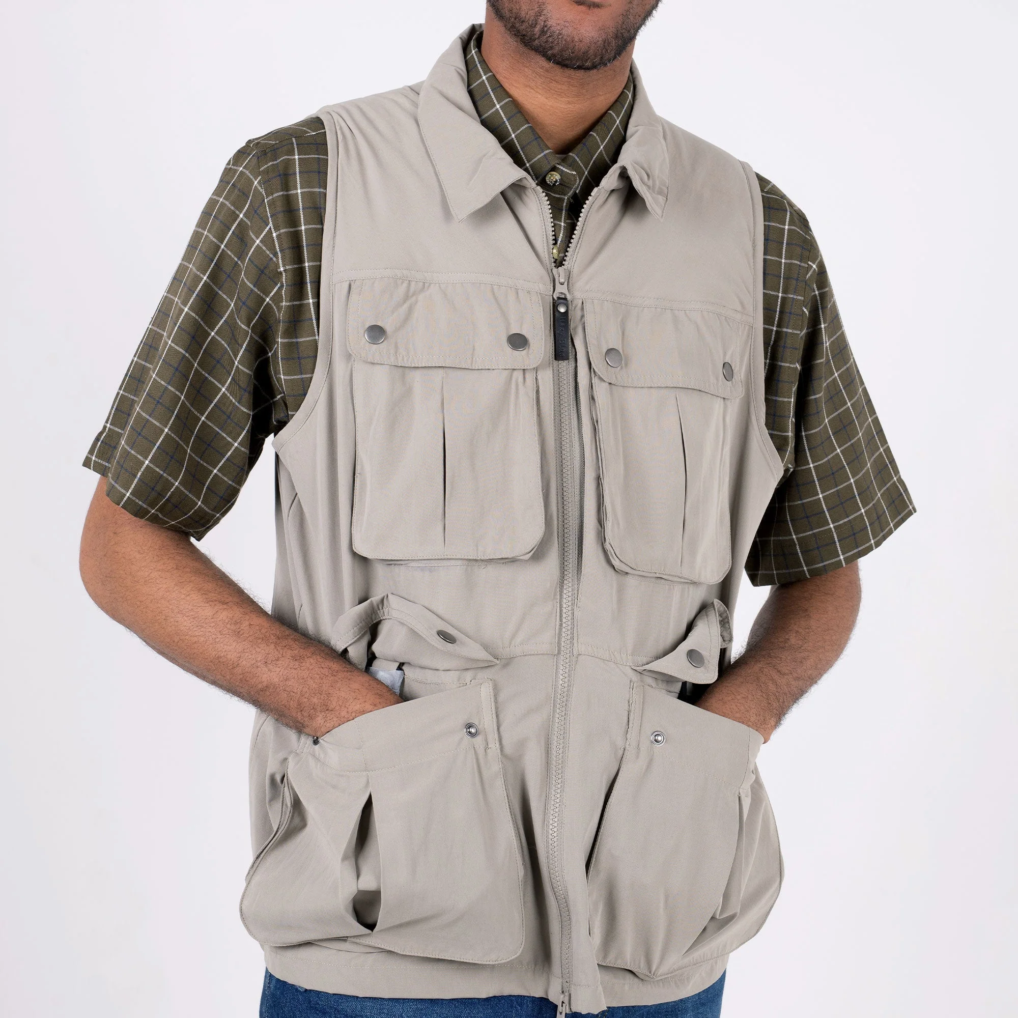 Hazy Blue Explorer Mens Bodywarmer Travel Waistcoat 13 Pockets Fishing Gilet - Image 9