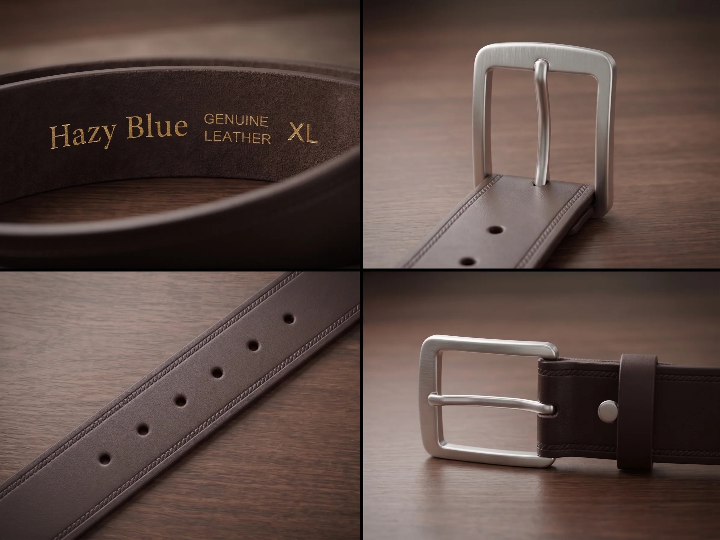 Hazy Blue Genuine Leather Belt - Wide - Image 3