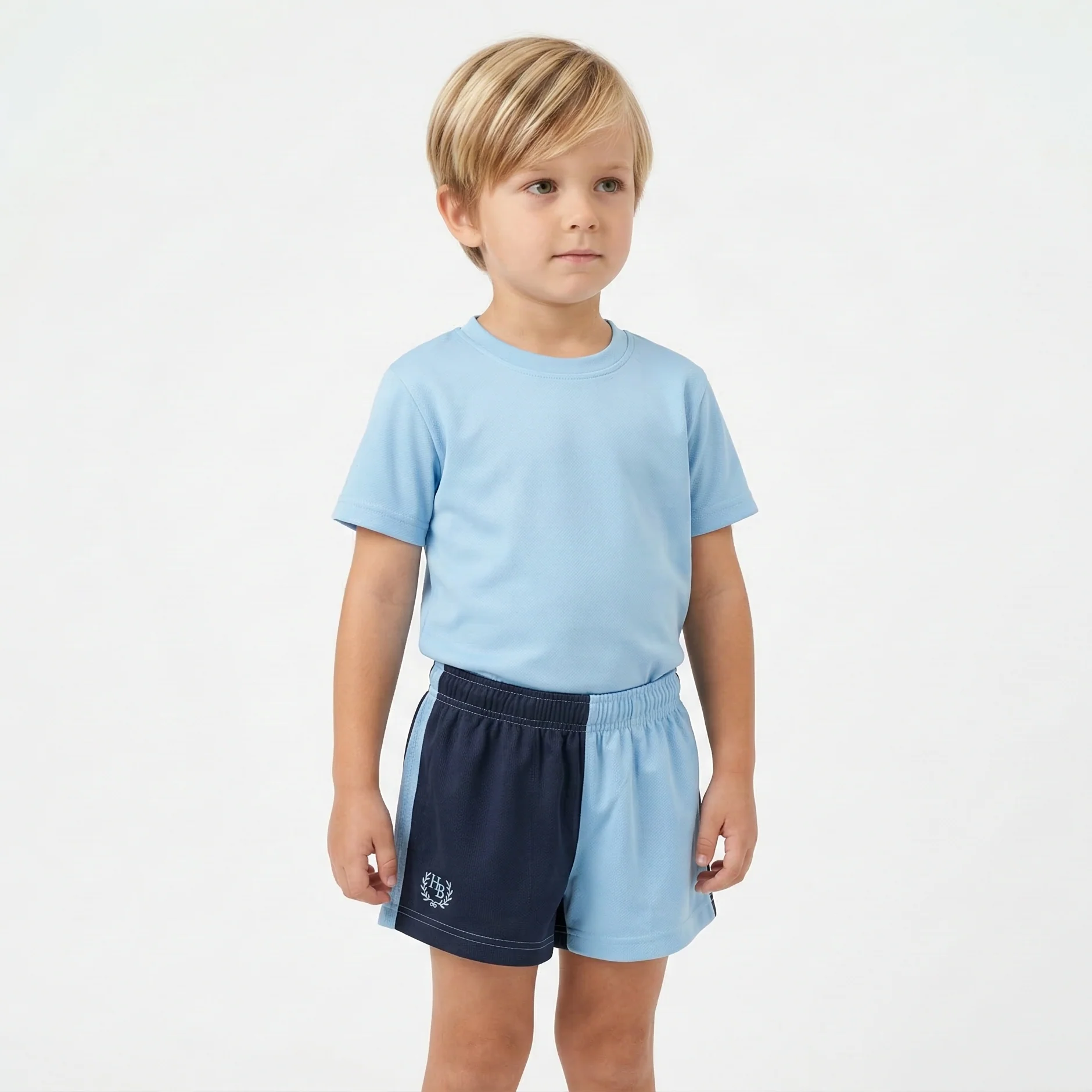 Hazy Blue Harper Colour Block Kids Shorts - Unisex - Image 10