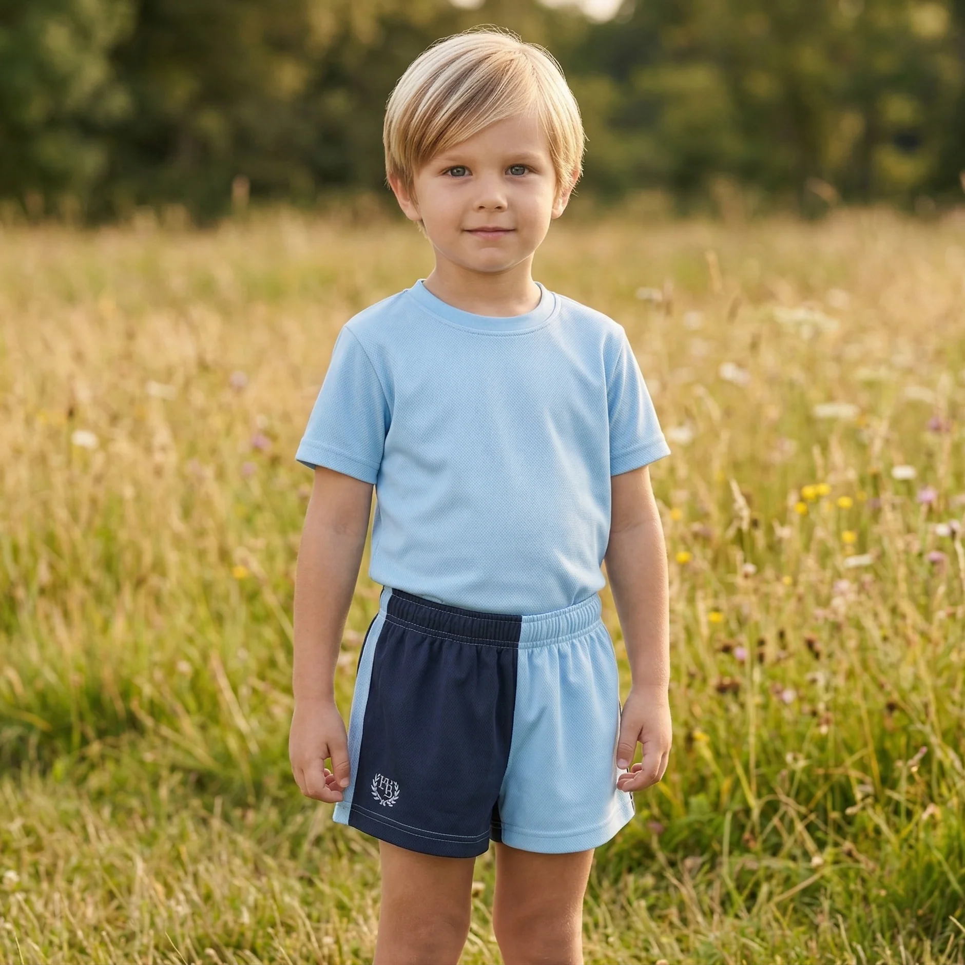 Hazy Blue Harper Colour Block Kids Shorts - Unisex - Image 11