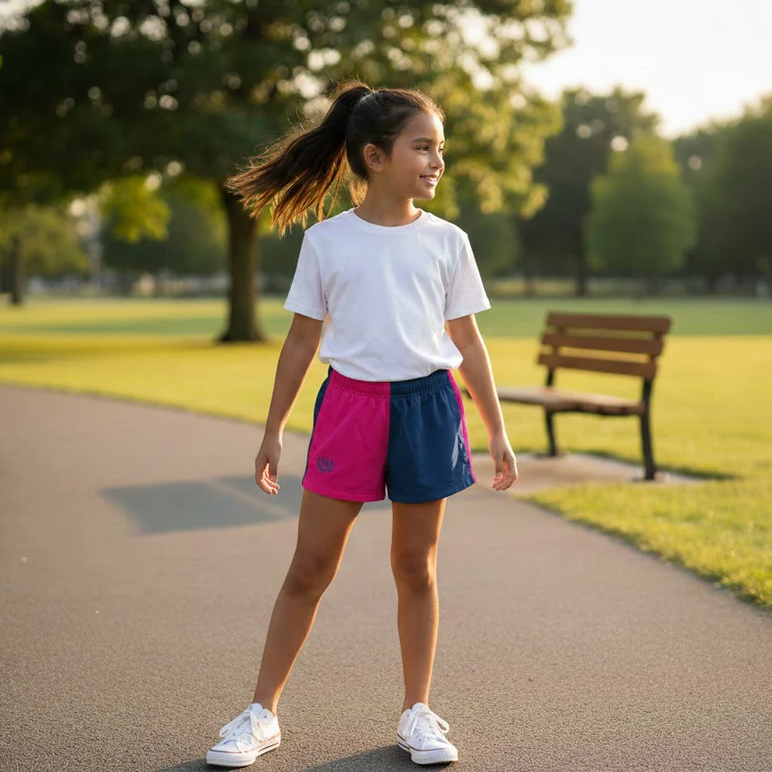 Hazy Blue Harper Colour Block Kids Shorts - Unisex - Image 14