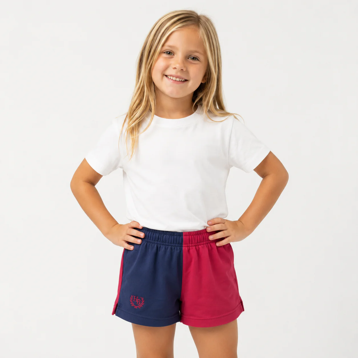 Hazy Blue Harper Colour Block Kids Shorts - Unisex - Image 2