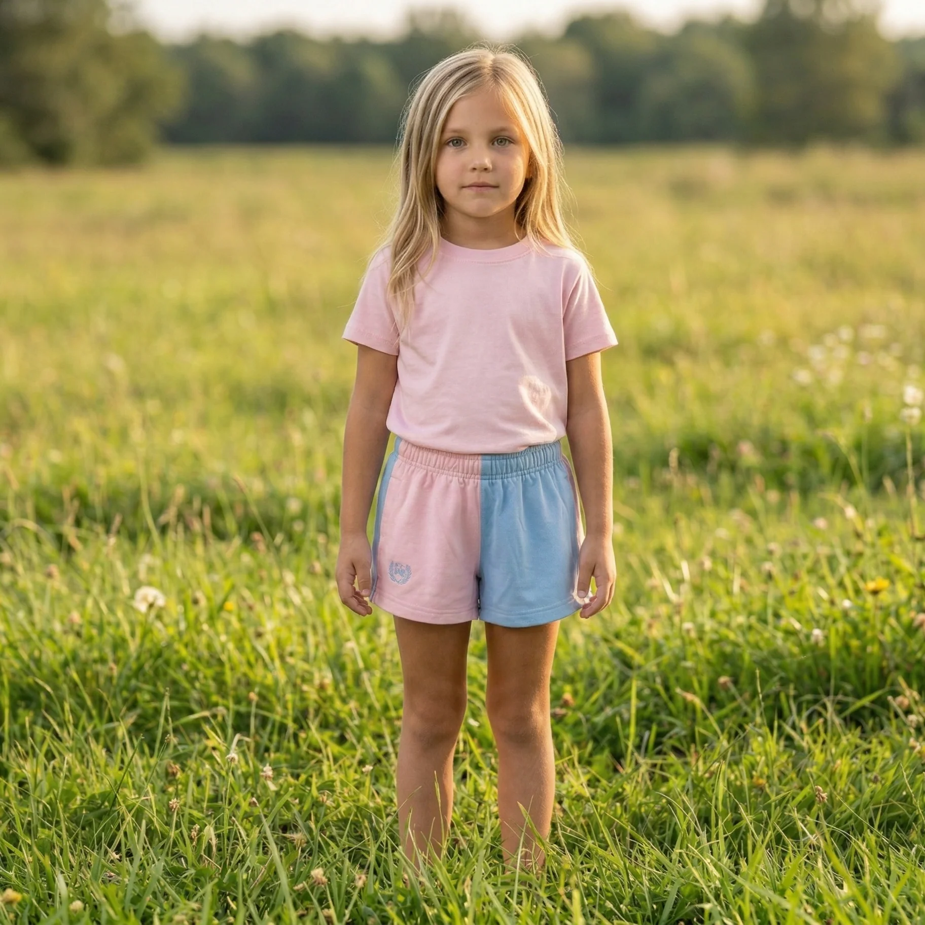 Hazy Blue Harper Colour Block Kids Shorts - Unisex - Image 5