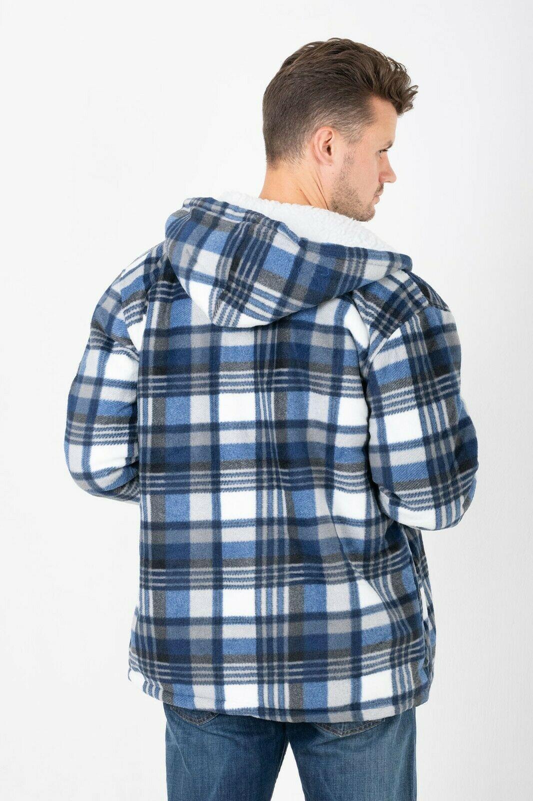 Hazy Blue Naxter Lumberjack Flannel Zip Up Hooded Jacket - Image 3