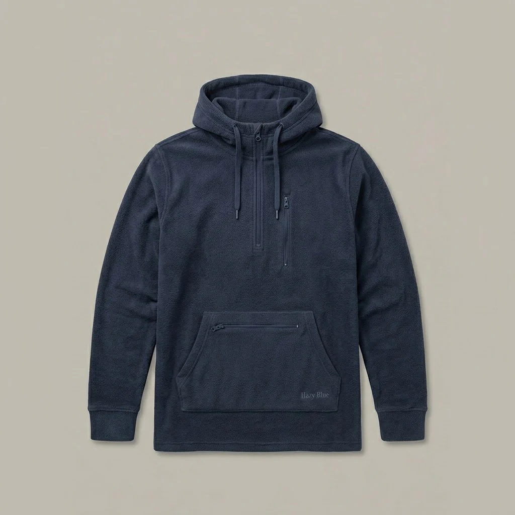 Hazy Blue Isaac Men's Quarter-Zip Fleece Smock - Image 3