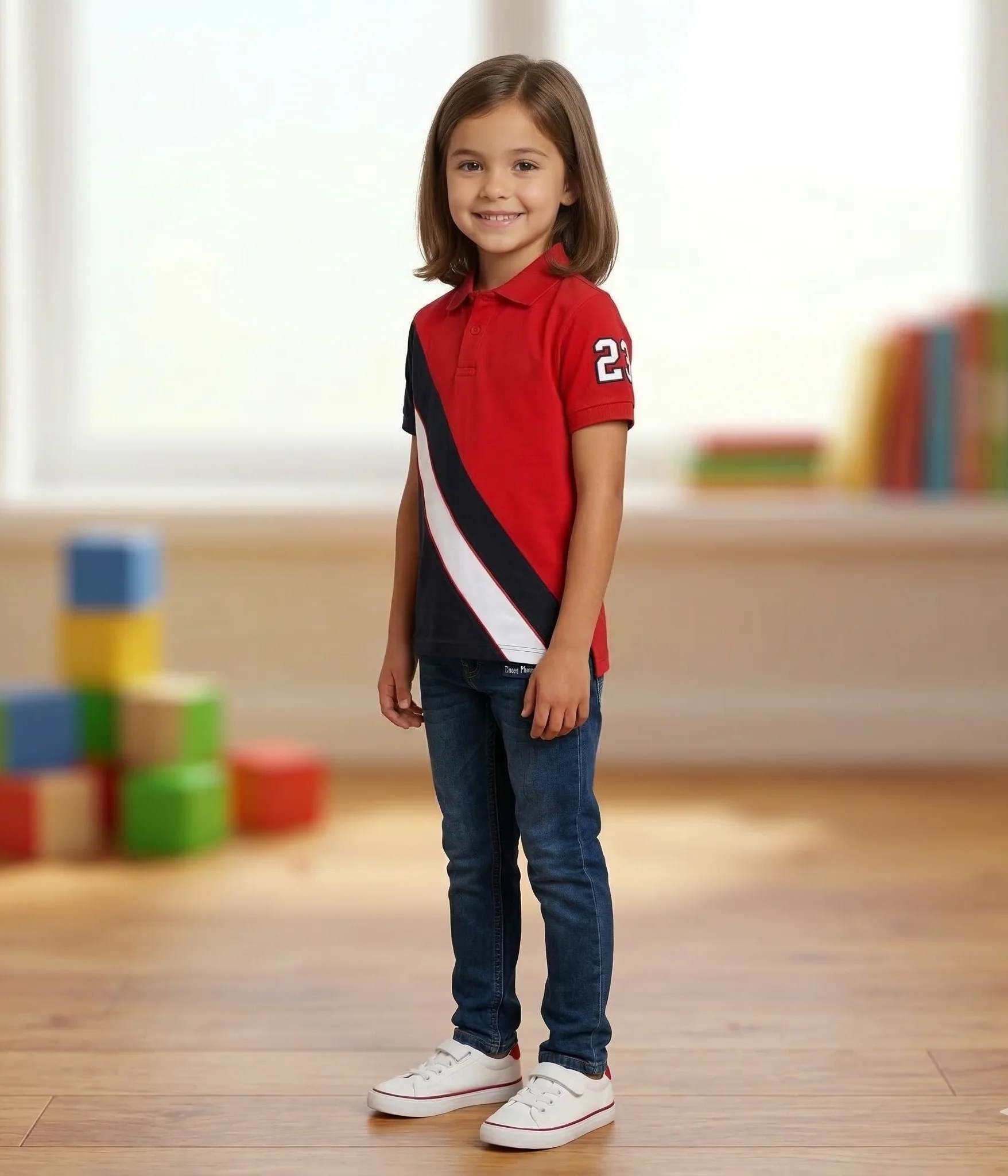 Hazy Blue Kids Striped Polo Shirt Chloe III