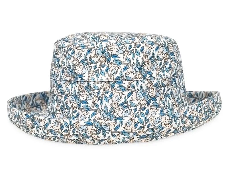 Ladies floral print turn up brim sun hat - Image 2