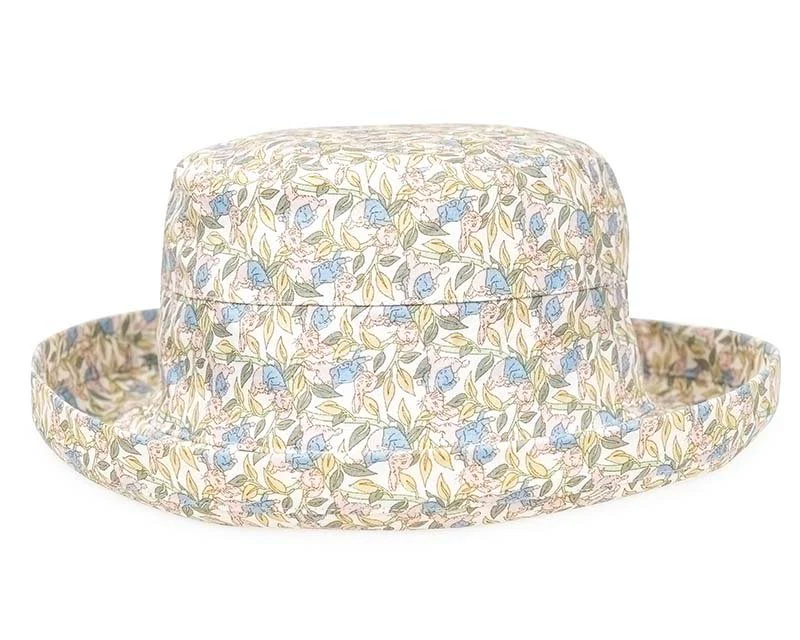 Ladies floral print turn up brim sun hat - Image 3