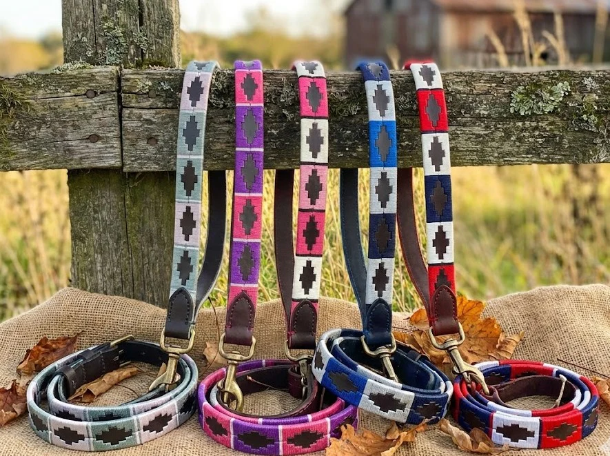 Luxury Polo Leather Dog Collar | Hazy Blue