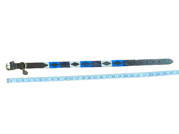 Luxury Polo Leather Dog Collar | Hazy Blue - Image 18