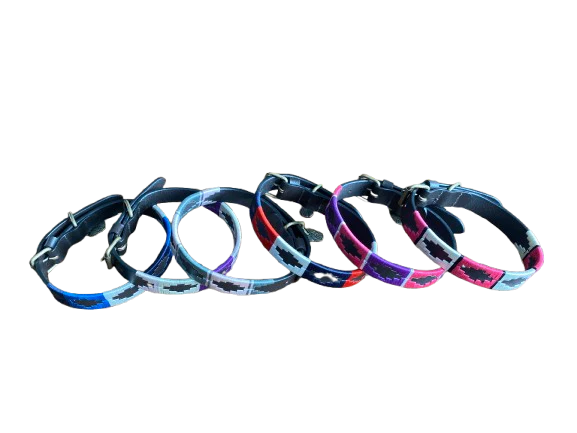 Luxury Polo Leather Dog Collar | Hazy Blue - Image 4