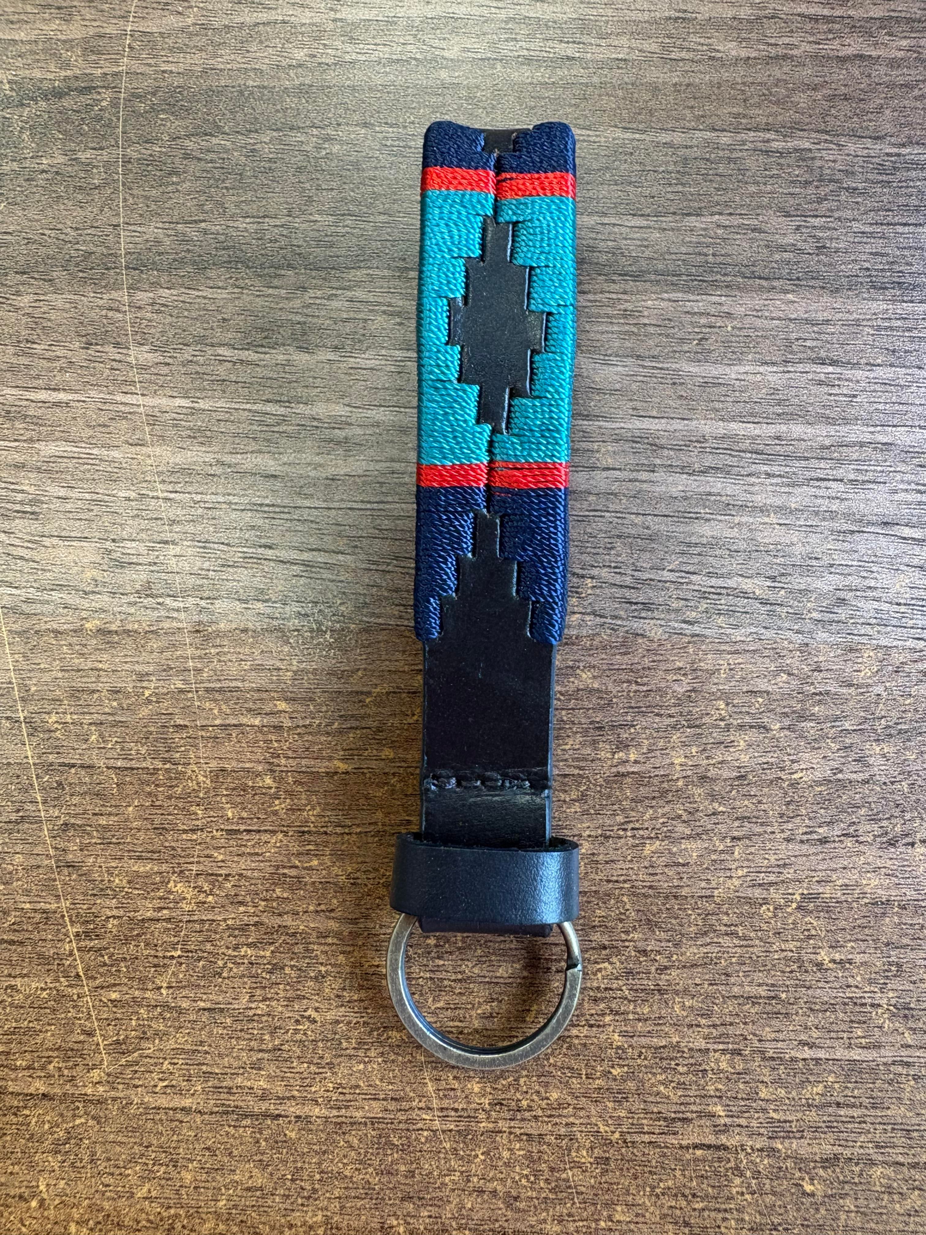 Hazy Blue Leather Loop Polo Key Rings - Image 12
