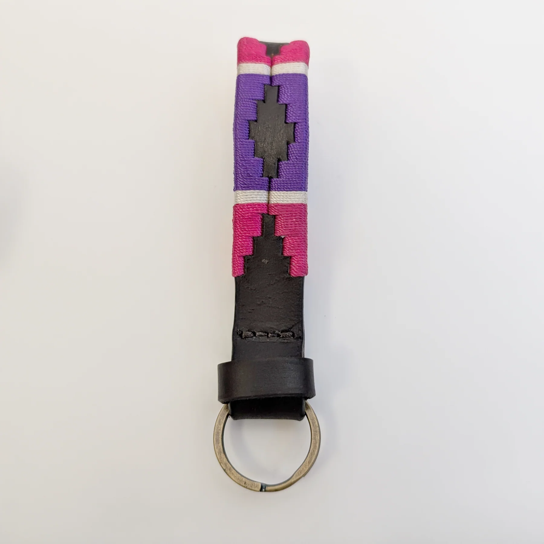 Hazy Blue Leather Loop Polo Key Rings - Image 5