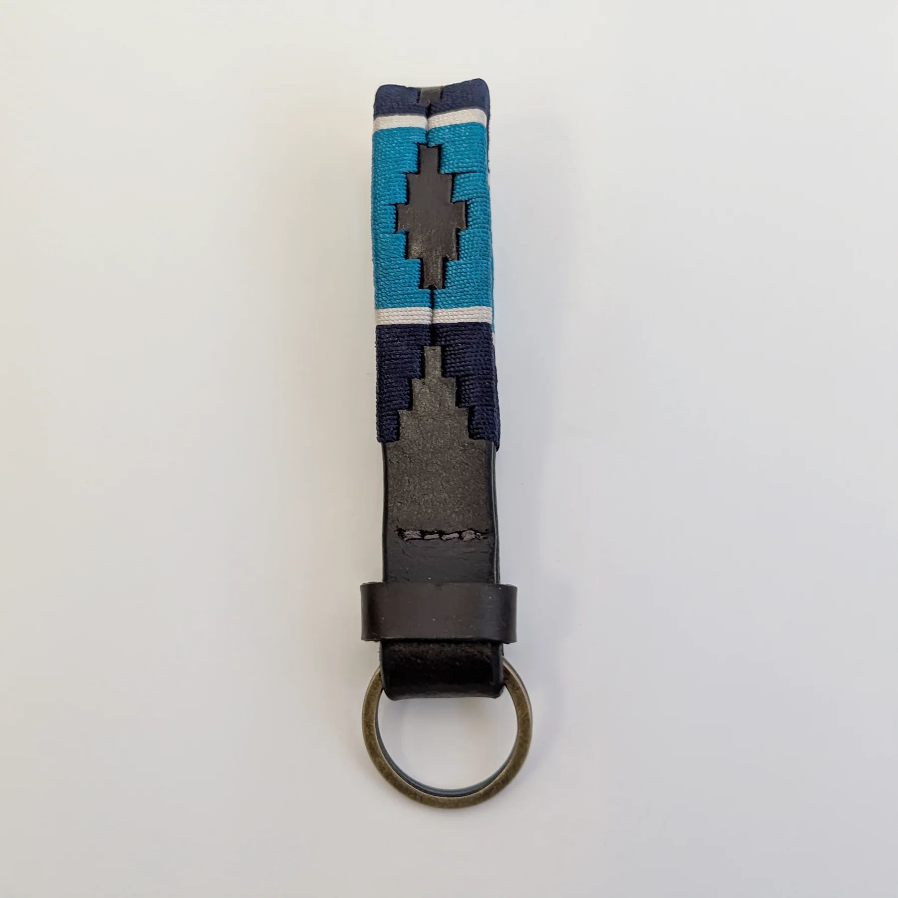 Hazy Blue Leather Loop Polo Key Rings - Image 6