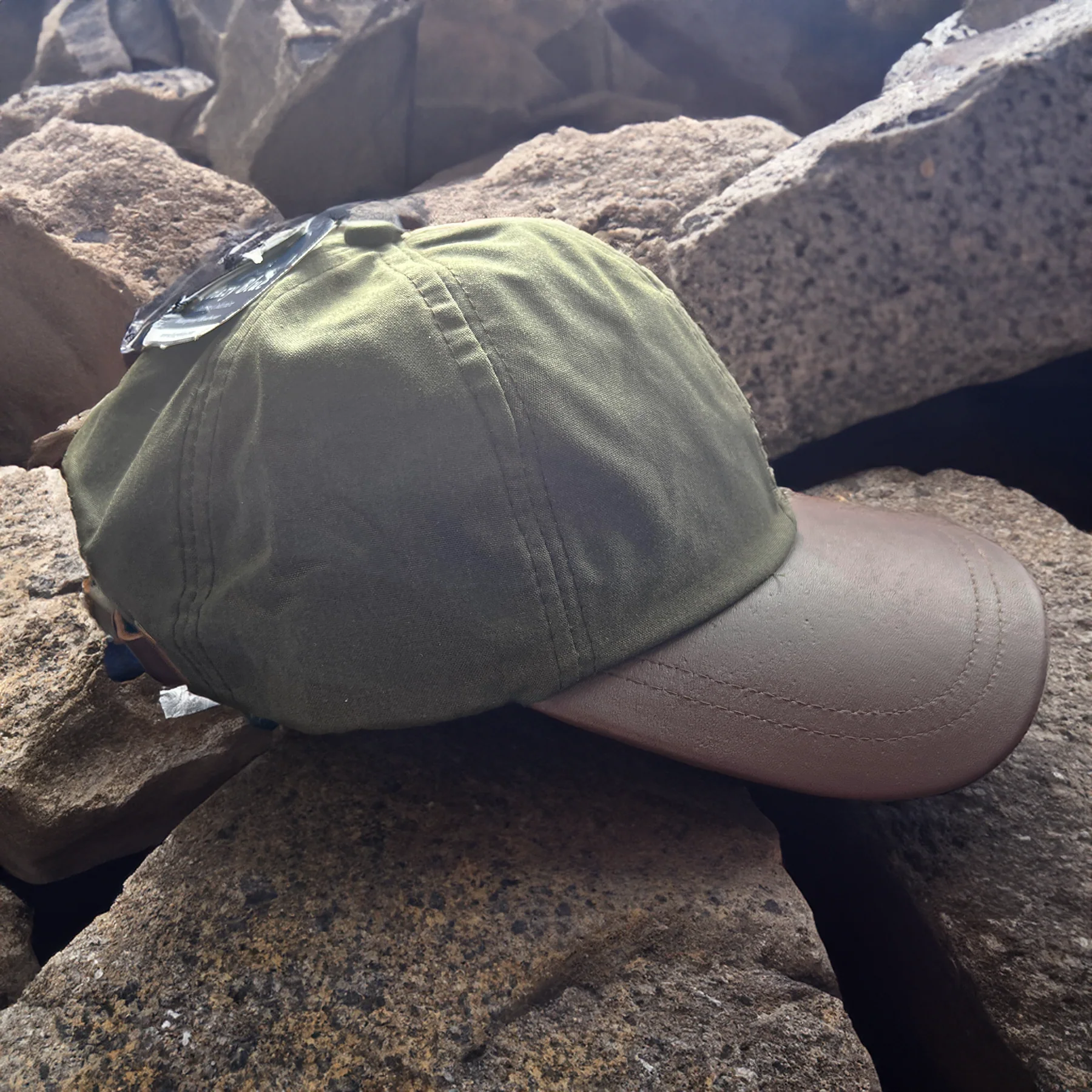 Hazy Blue Leather Peak Wax Baseball Waterproof Shooting Cap - Image 10