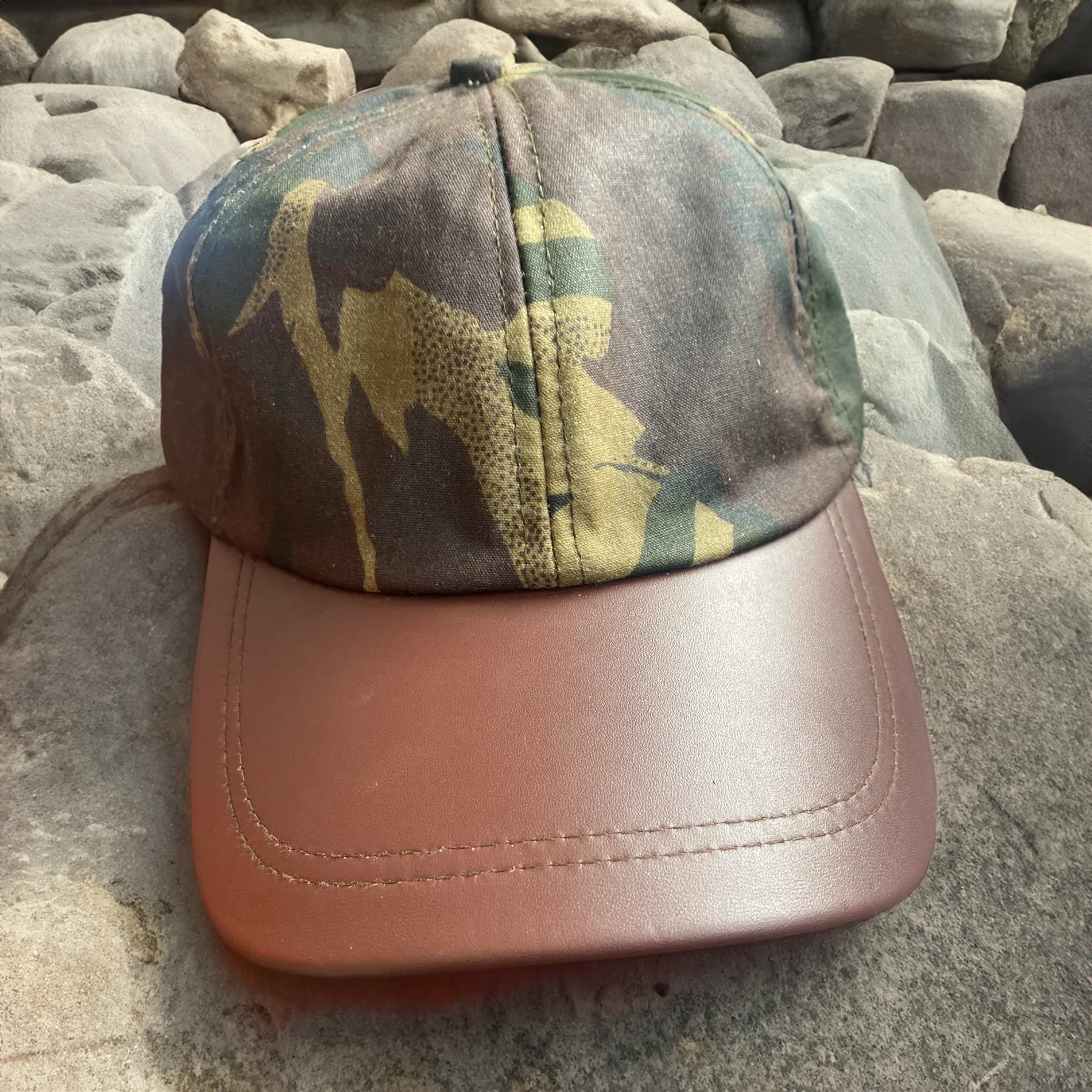 Hazy Blue Leather Peak Wax Baseball Waterproof Shooting Cap - Image 3