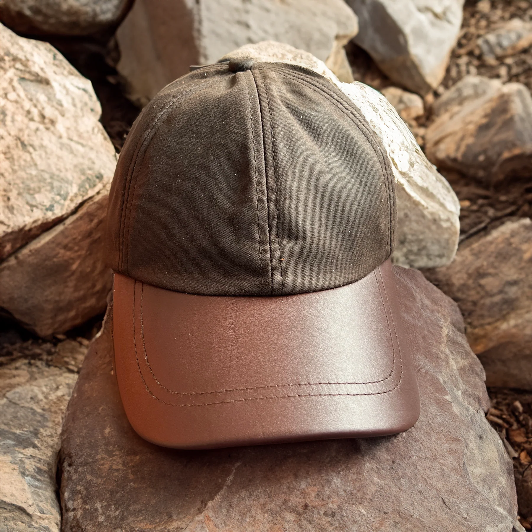 Hazy Blue Leather Peak Wax Baseball Waterproof Shooting Cap - Image 6