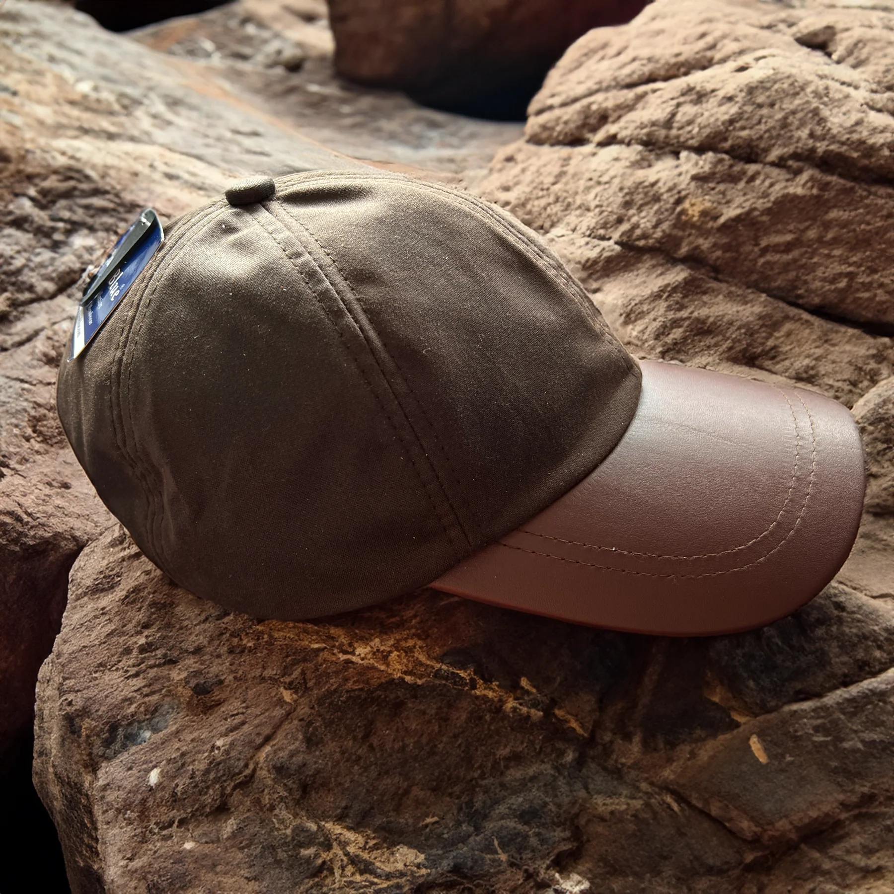 Hazy Blue Leather Peak Wax Baseball Waterproof Shooting Cap - Image 7