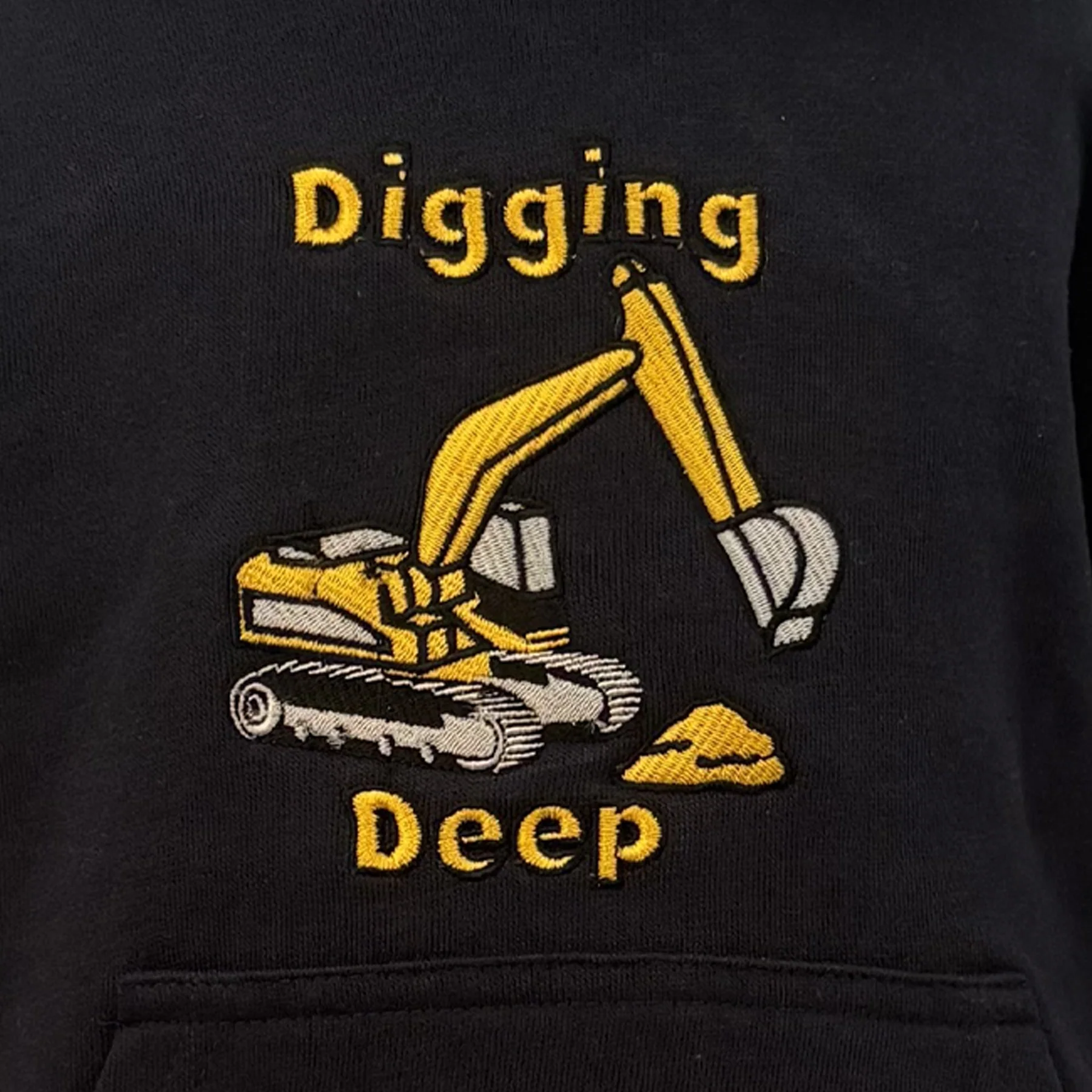 Hazy Blue Leo Kids' Digger Hoodie - "Digging Deep" Construction Jumper - Image 3