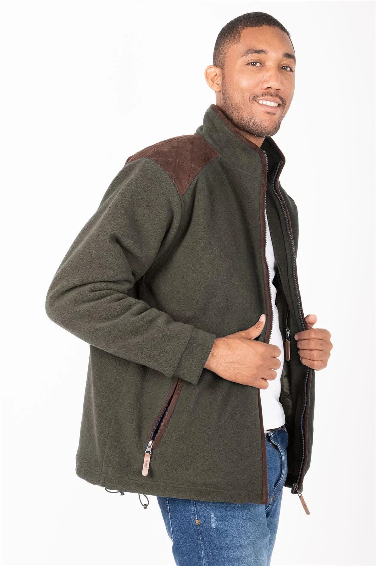 Hazy Blue Marlon Mens Padded Fleece Quilted Jacket - Image 10
