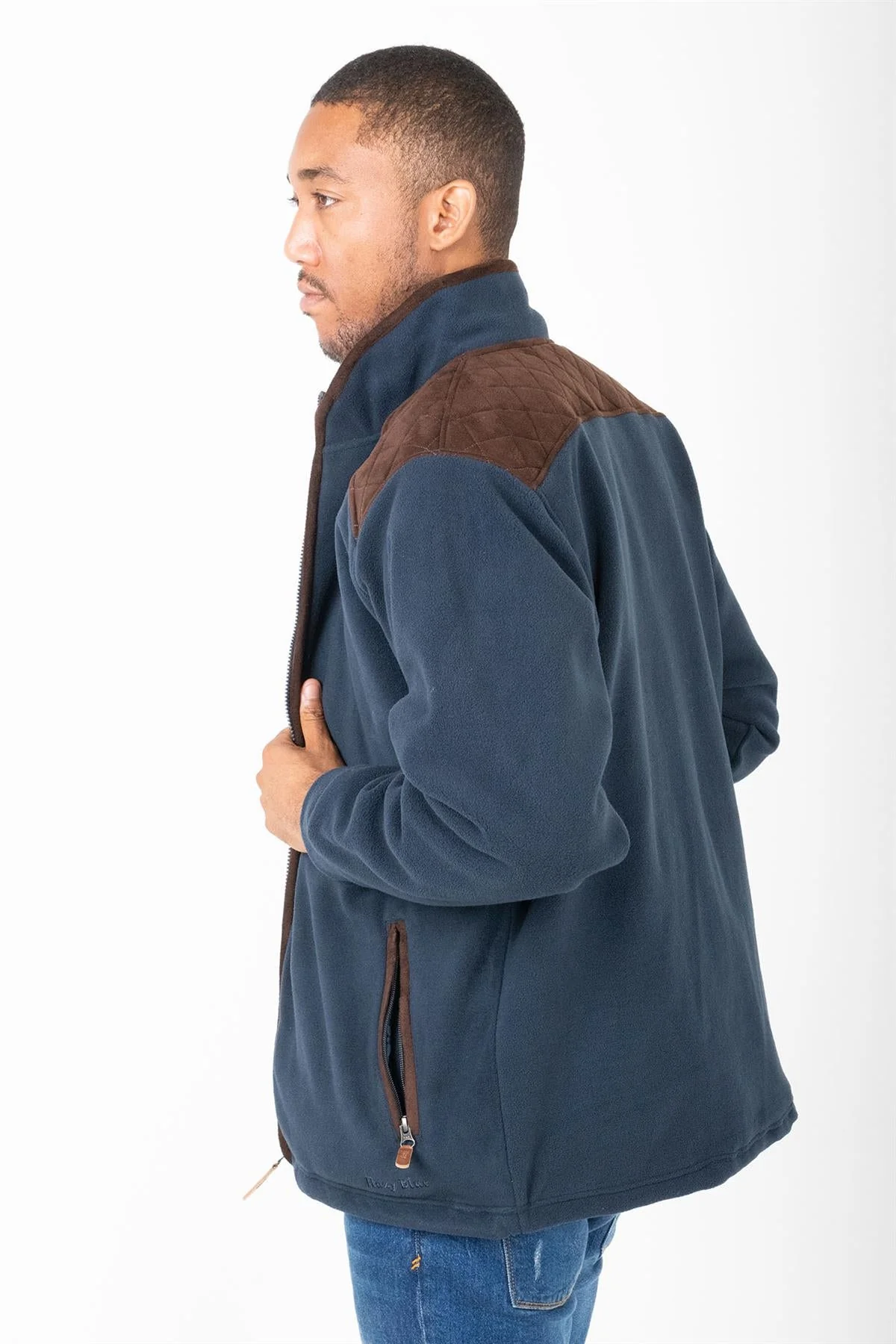 Hazy Blue Marlon Mens Padded Fleece Quilted Jacket - Image 15
