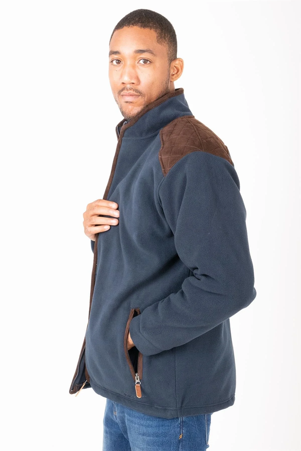 Hazy Blue Marlon Mens Padded Fleece Quilted Jacket - Image 16