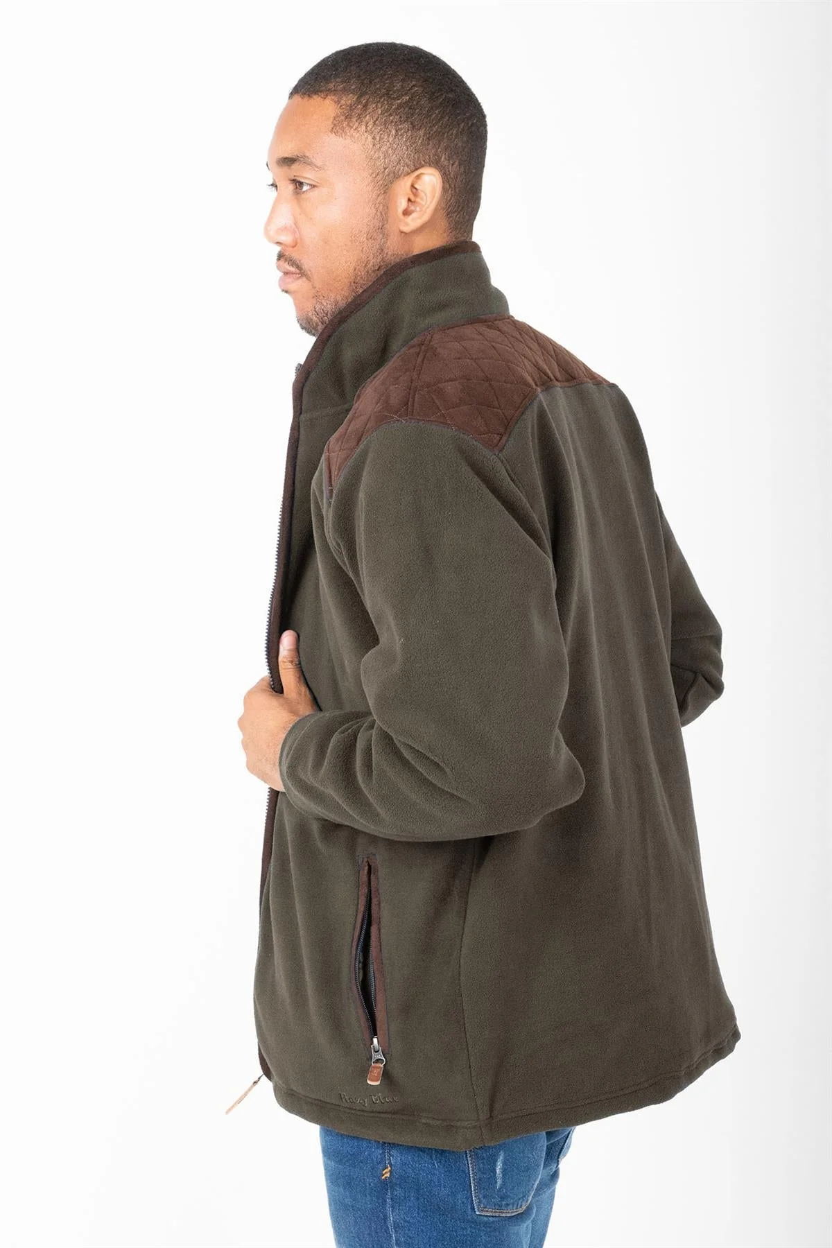 Hazy Blue Marlon Mens Padded Fleece Quilted Jacket - Image 5