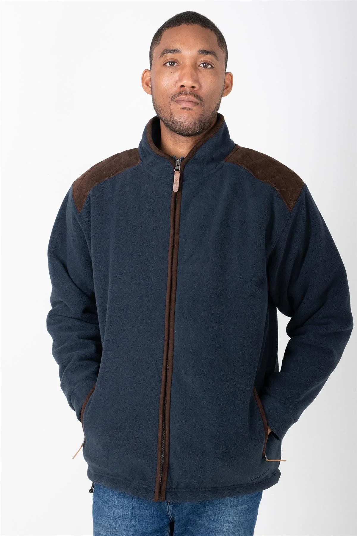 Hazy Blue Marlon Mens Padded Fleece Quilted Jacket - Image 6